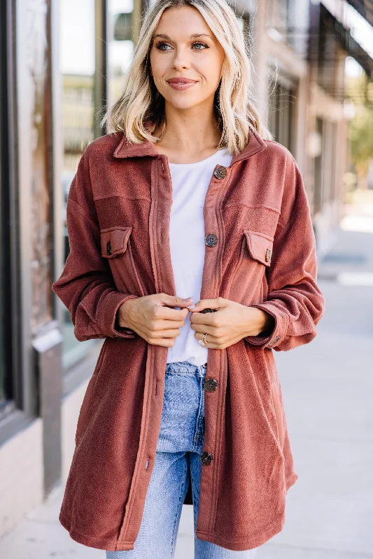 Women's Windbreaker CoatsWhat I Like Brick Red Fleece Shacket