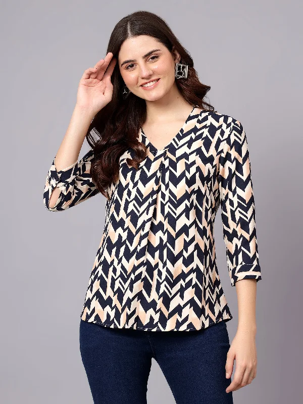 Women's Winter CoatsWomen's Mulicolor Geometric Print Casual Top