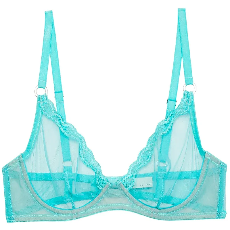 eco-friendly bamboo fiber lingerieSheer Tulle Demi Bra in Bright Jade