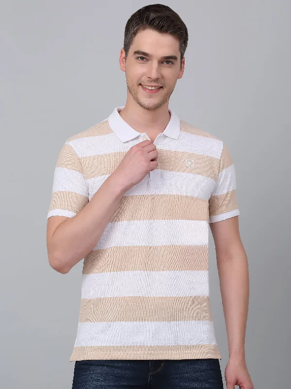 Women's Blazer CoatsMen's Brown Striped Polo Neck T-shirt