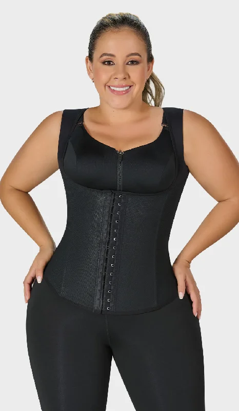 plus-size corsets and garter beltsFL0555 - LATEX VEST WITH COVERED BACK