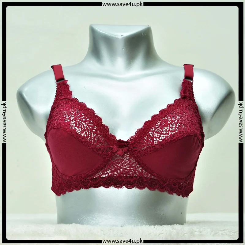 sports bras with mesh ventilationLace Trim Non Padded Jersey Bra