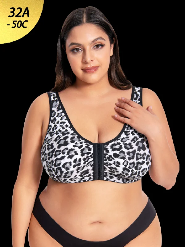 minimalist seamless brasLeopard Print Front-Closure Wireless Bra