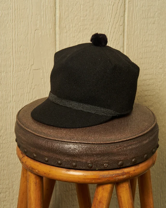 adjustable baseball caps with built-in headbands for comfortBoothbay Cap in Black Melton Wool