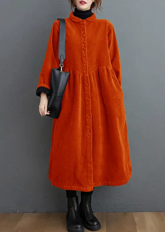 Women's Anorak CoatsFrench orange corduroy coats Inspiration thick Cinched women coats ( Limited Stock)