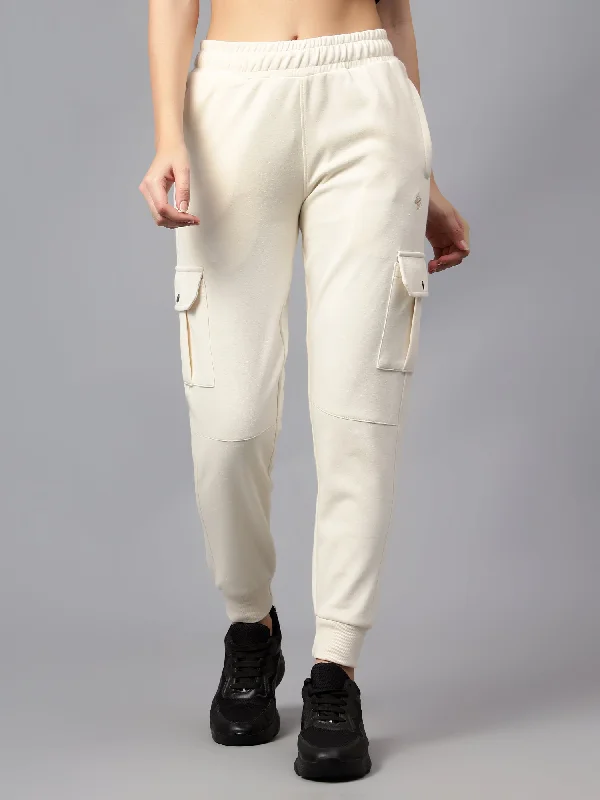 Women's Duffle CoatsWomen's Casual  Ivory Ankle length Mid rise Jogger Pants