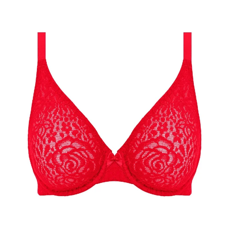 seamless high-leg pantiesWacoal Halo lace Underwired bra Equestrian Red