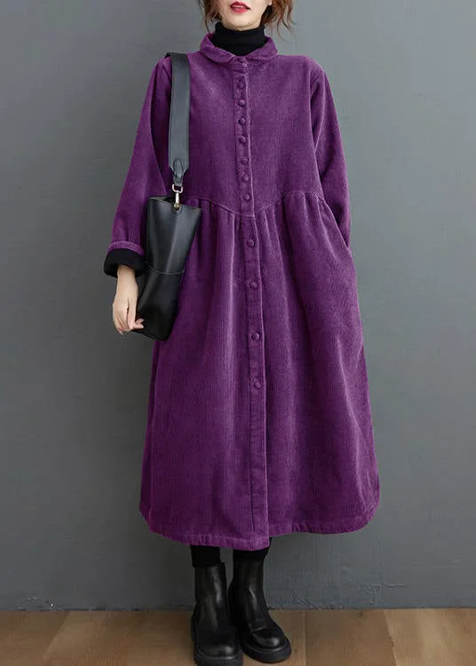 Women's Rain CoatsFrench purple  corduroy coats Inspiration thick Cinched women coats ( Limited Stock)