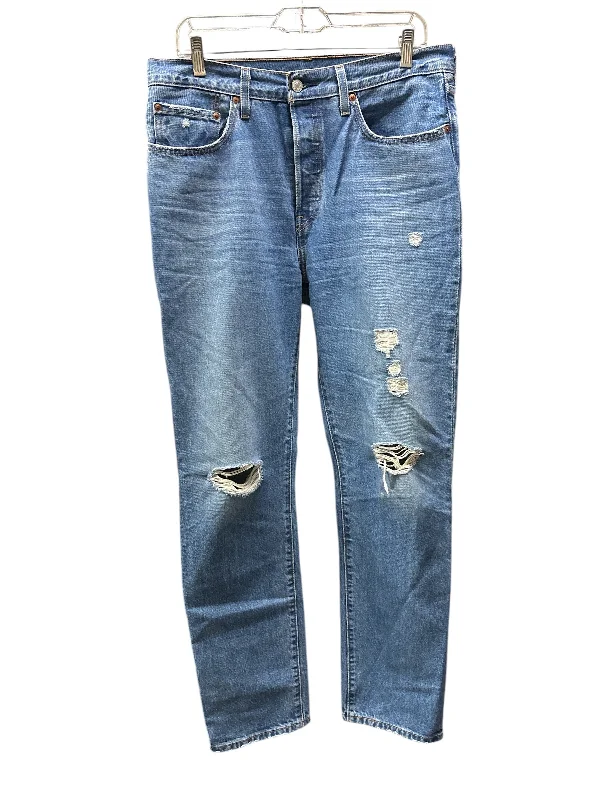 Women's Jodhpurs with U-Shaped NeckJeans Straight By Wrangler In Blue Denim, Size: 30