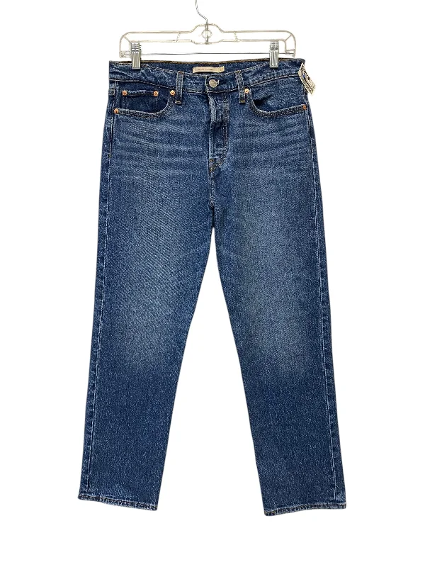 Women's Jodhpurs with Mandarin CollarJeans Straight By Levis In Blue Denim, Size: 8