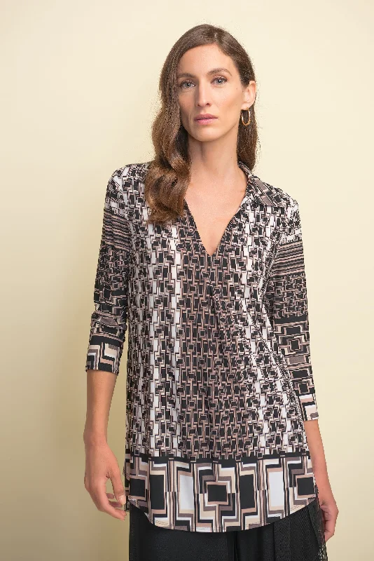 Women's Polish Wool SweatersJoseph Ribkoff Geometric Print, V-Neck Blouse