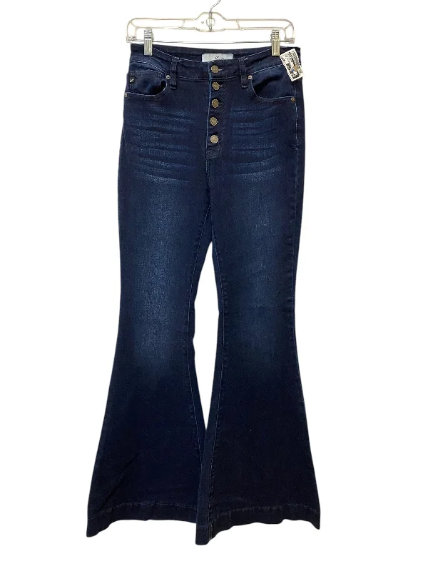 Women's Jodhpurs with Boat CollarJeans Flared By Kancan In Blue Denim, Size: 6