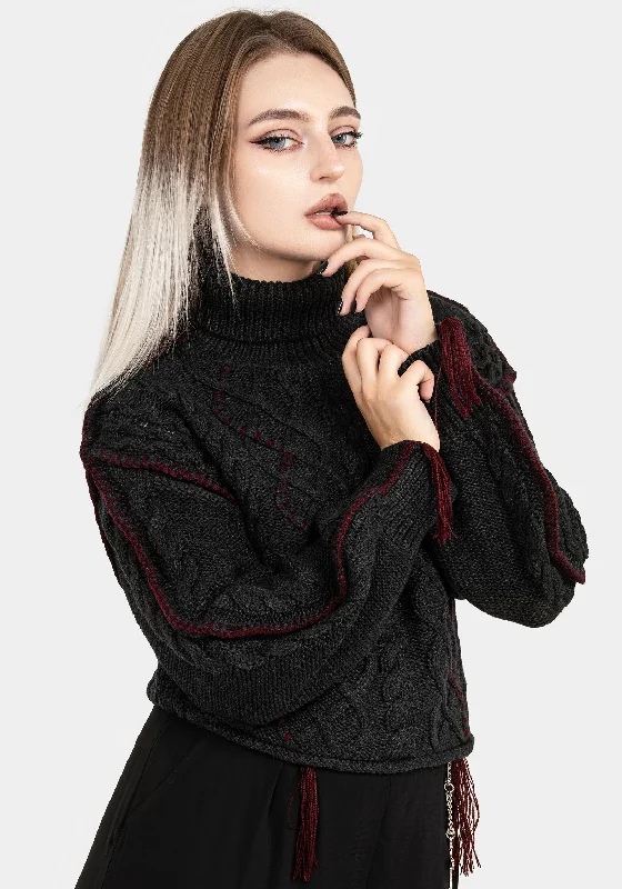 Women's Albanian Wool SweatersVaila Cable Knit Crop Jumper