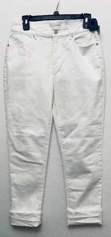 Women's Jodhpurs with High WaistJeans Straight By Loft In White, Size: 4