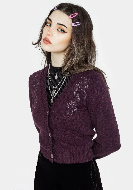 Women's Estonian Wool SweatersPoe Embroidered Cardigan