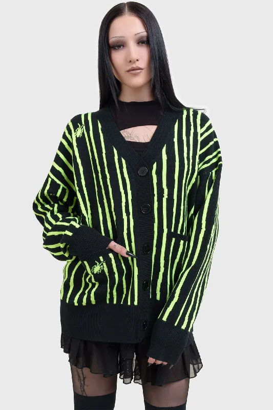 Women's Square Collar SweatersBeetlejuice Beetlejuice Beetlejuice Intarsia Cardigan