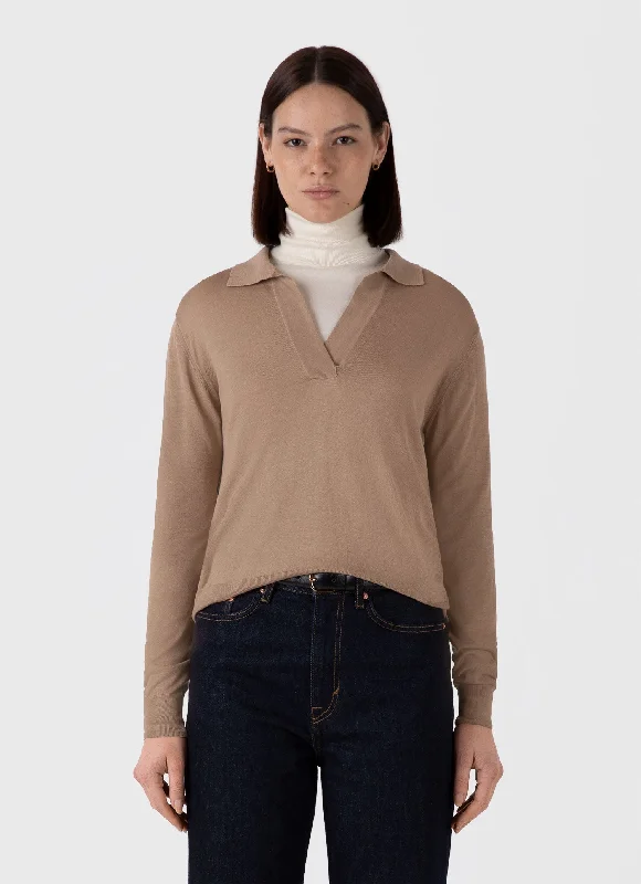 Women's Romanian Wool SweatersWomen's Silk Polo in Oat