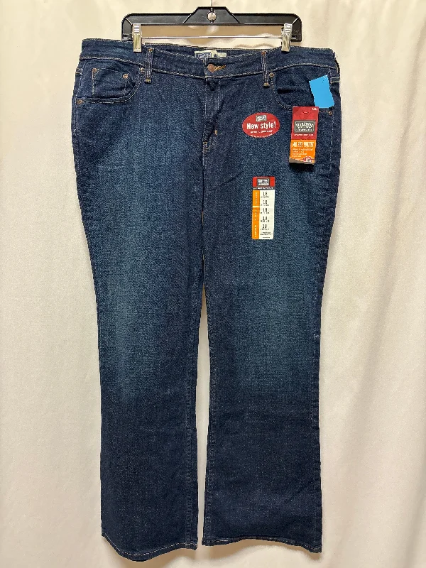 Women's Jodhpurs with Low CollarJeans Boot Cut By Levis In Blue Denim, Size: 18