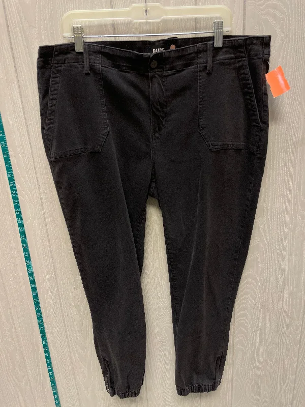 Women's Jodhpurs with Straight HemJeans Cropped By Paige In Black Denim, Size: 18