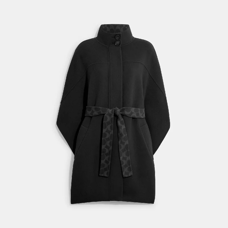 Women's Mandarin Collar SweatersCoach Outlet Double Face Wool Cape