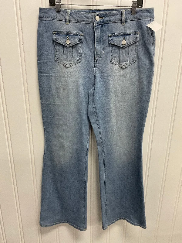 Women's ChinosJeans Flared By D Jeans In Blue Denim, Size: 14