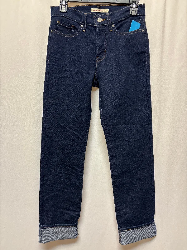 Women's Jodhpurs with Rounded CollarJeans Straight By Levis In Blue Denim, Size: 4