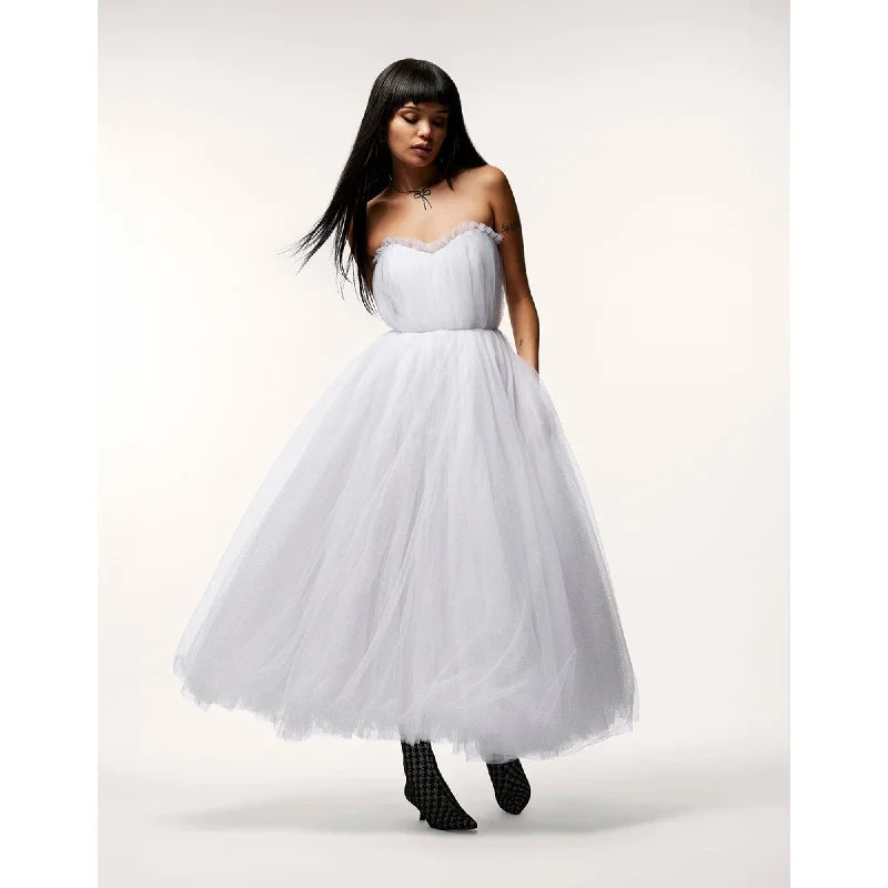 Women's Shirt Collar DressesBride Vibes Tulle Dress White