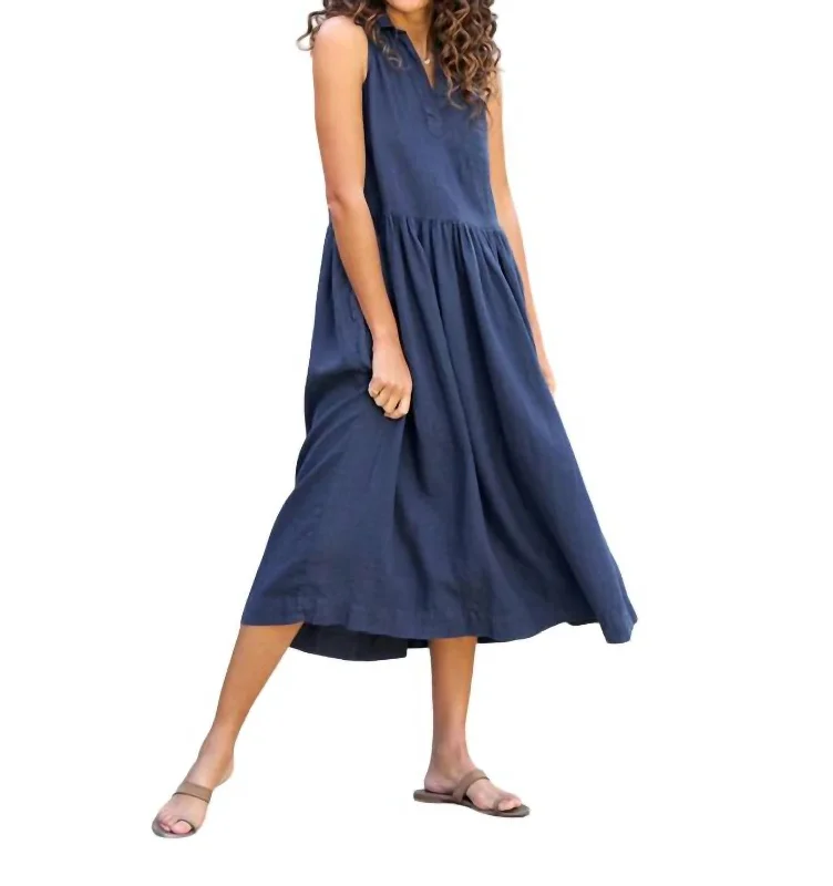  Women's A-Line DressesDaphne Sleeveless Popover Dress In Navy