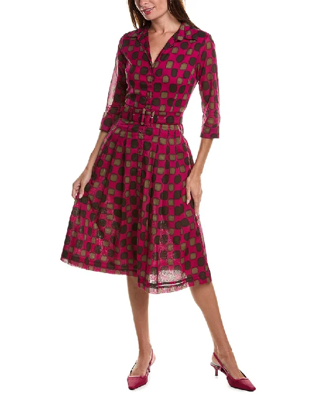 Women's Low Collar DressesSamantha Sung Audrey 3 Silk Shirtdress