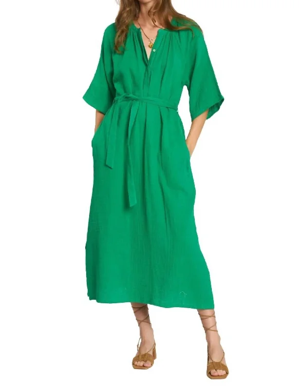 Women's Maxi DressesSoft Cotton Gauze Dress In Cabo Green