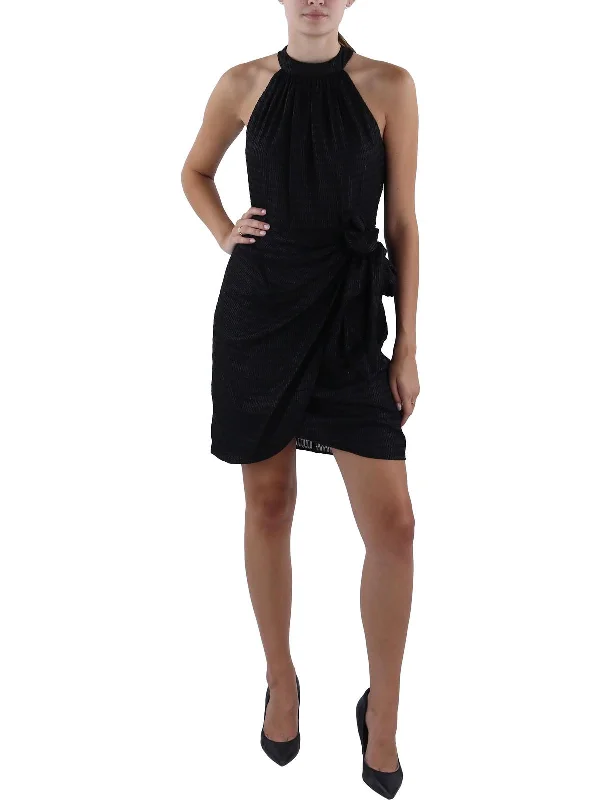 Women's Tiered DressesWomens Above Knee Side Tie Halter Dress