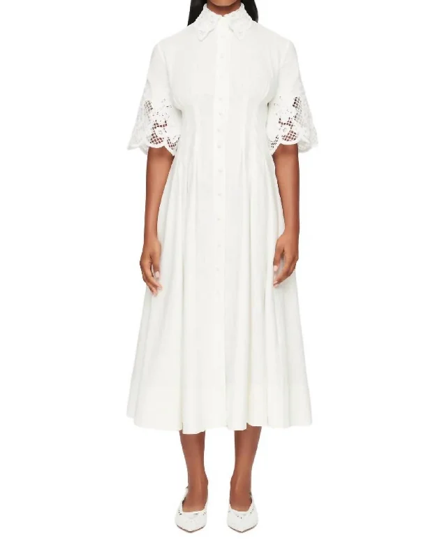 Women's Boat-Neck DressesZhoe Lace Shirt Dress In White